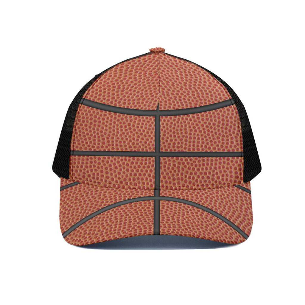 Basketball Ball Print Black Mesh Trucker Cap