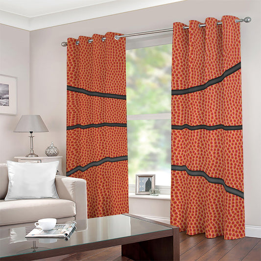 Basketball Ball Print Blackout Grommet Curtains