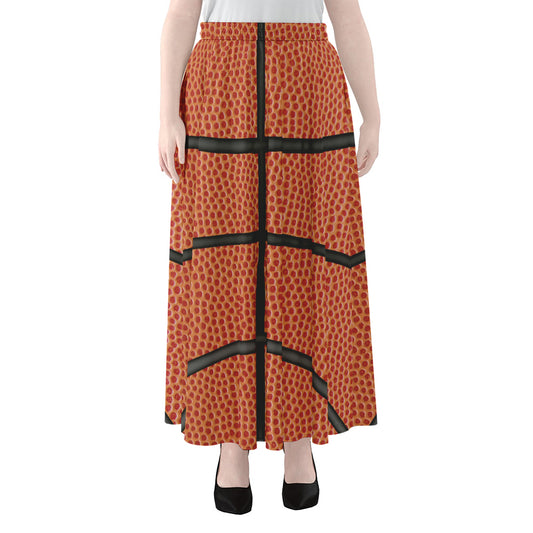 Basketball Ball Print Chiffon Maxi Skirt