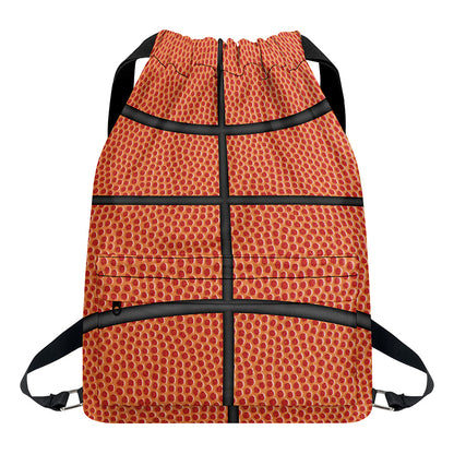 Basketball Ball Print Drawstring Backpack