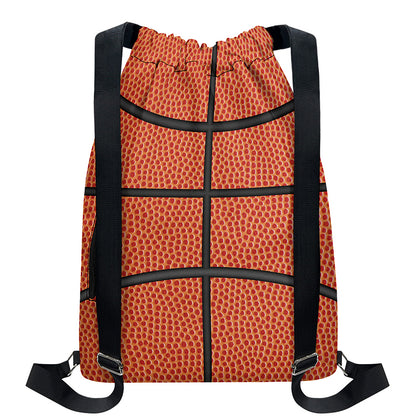 Basketball Ball Print Drawstring Backpack