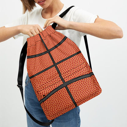 Basketball Ball Print Drawstring Backpack