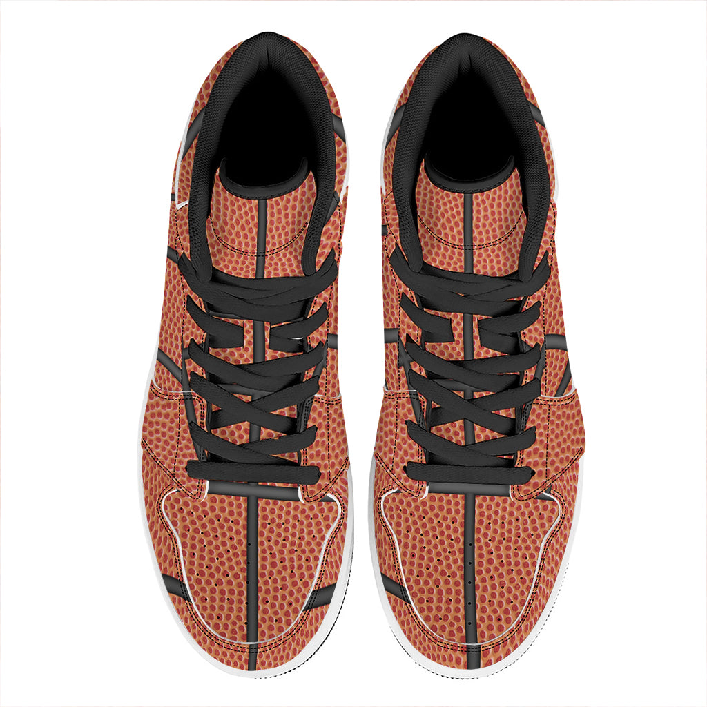 Basketball Ball Print High Top Leather Sneakers