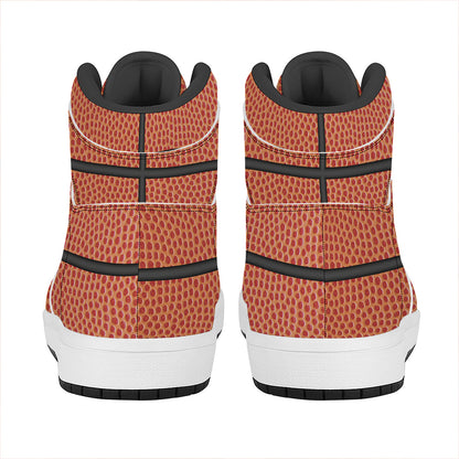 Basketball Ball Print High Top Leather Sneakers