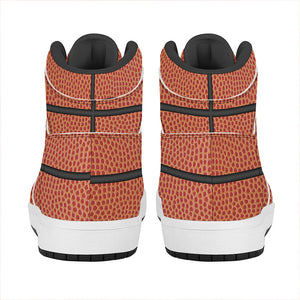 Basketball Ball Print High Top Leather Sneakers