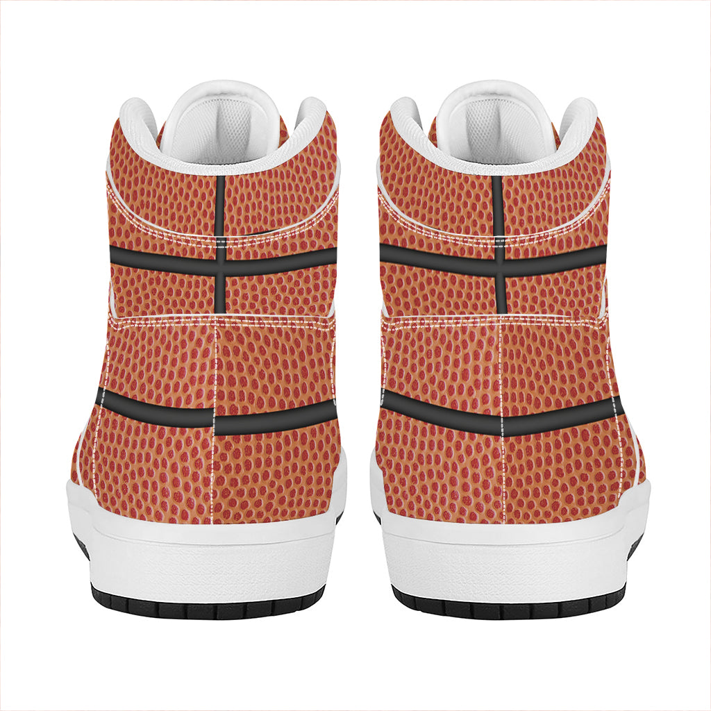 Basketball Ball Print High Top Leather Sneakers