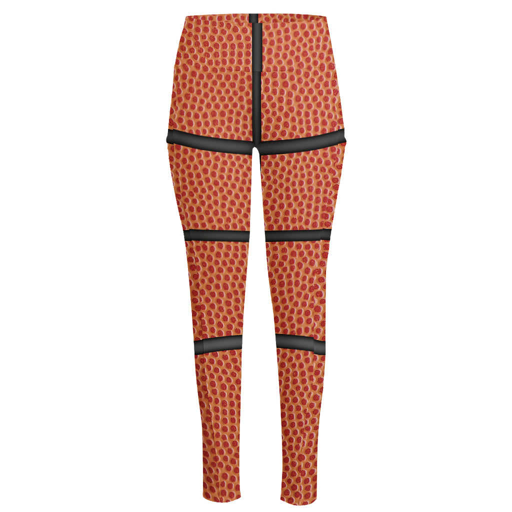 Basketball Ball Print High-Waisted Pocket Leggings