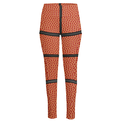 Basketball Ball Print High-Waisted Pocket Leggings