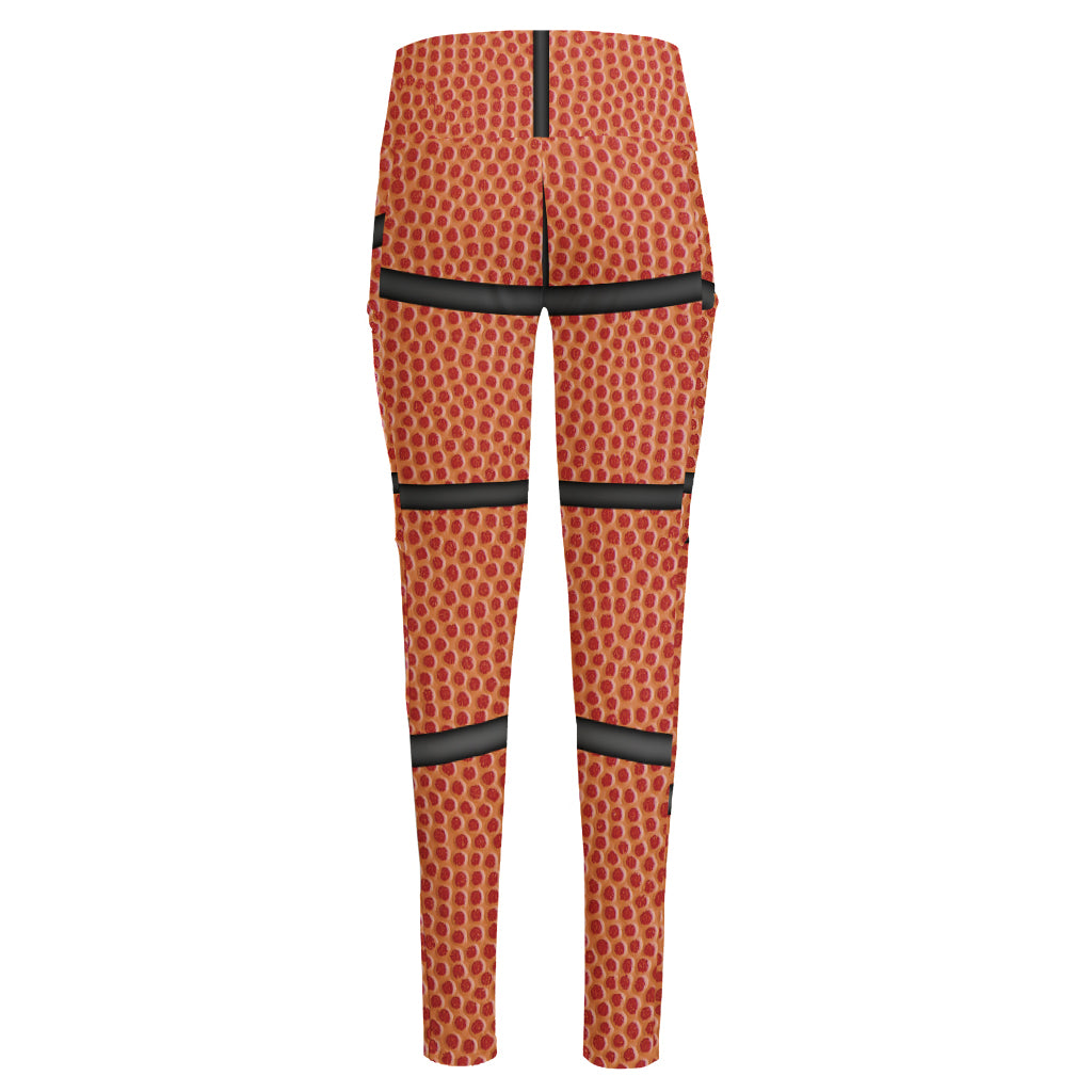 Basketball Ball Print High-Waisted Pocket Leggings