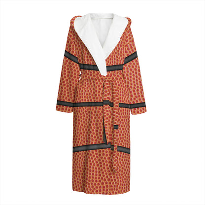 Basketball Ball Print Hooded Bathrobe