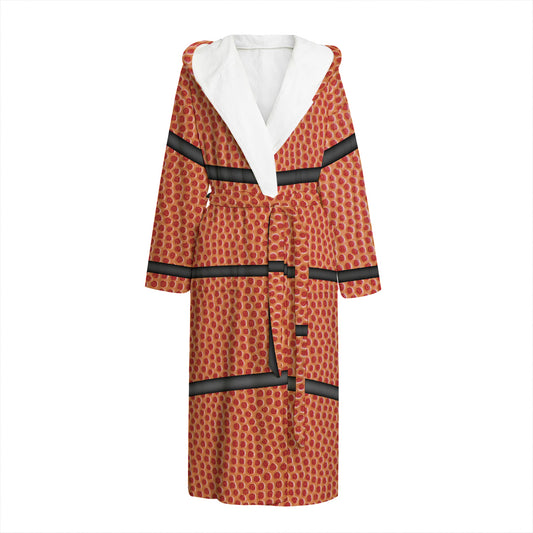 Basketball Ball Print Hooded Bathrobe