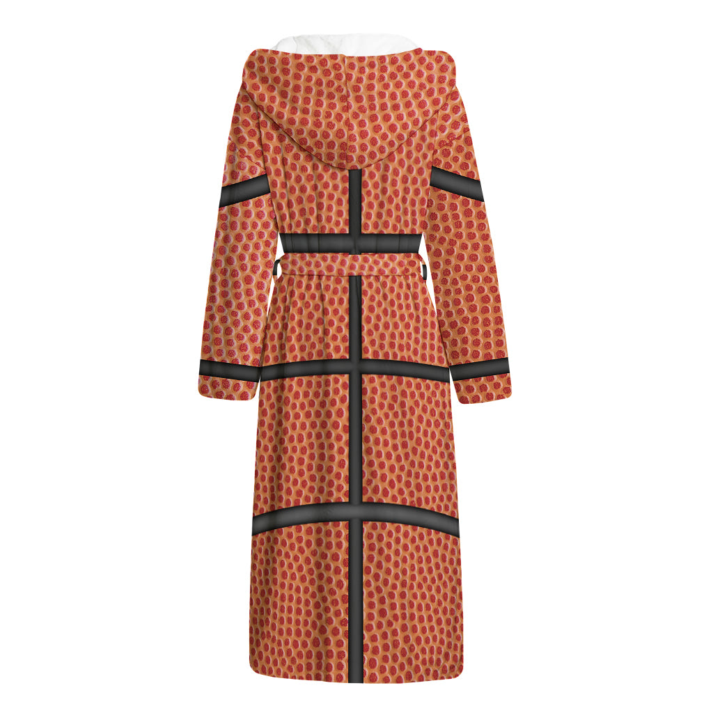 Basketball Ball Print Hooded Bathrobe