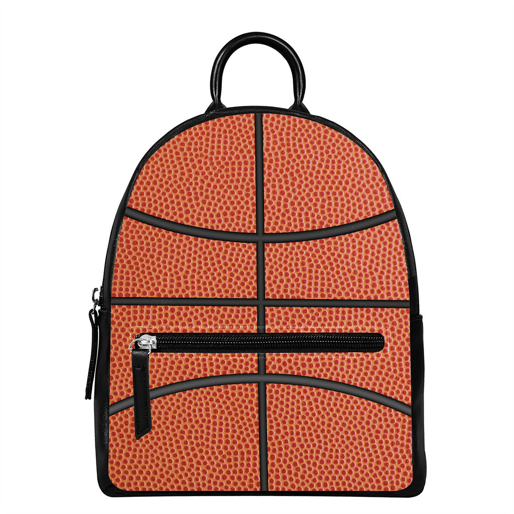 Basketball Ball Print Leather Backpack