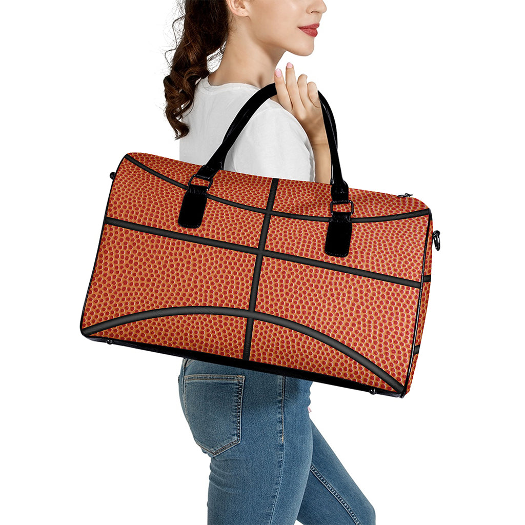 Basketball Ball Print Leather Duffle Bag