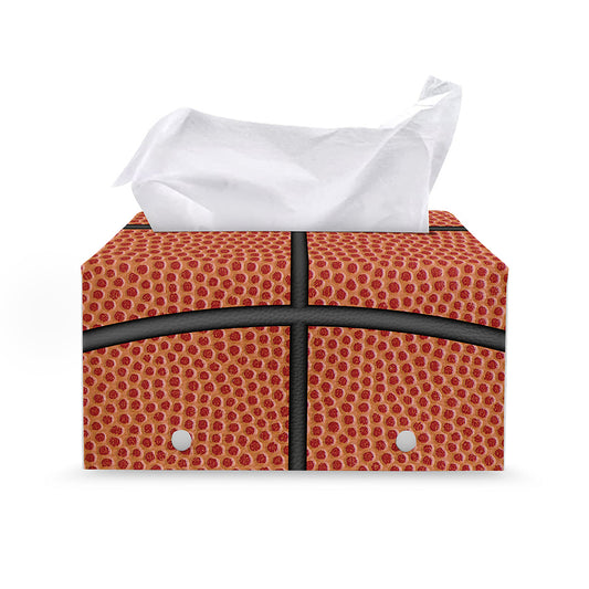 Basketball Ball Print Leather Tissue Box Cover