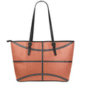 Basketball Ball Print Leather Tote Bag With Zipper