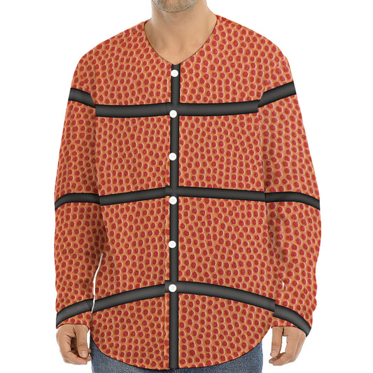 Basketball Ball Print Long Sleeve Baseball Jersey