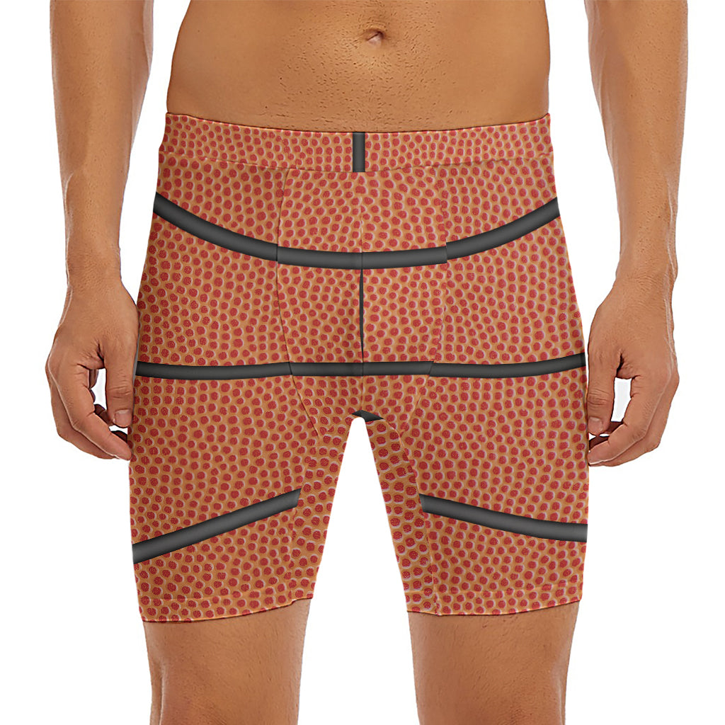 Basketball Ball Print Men's Long Boxer Briefs