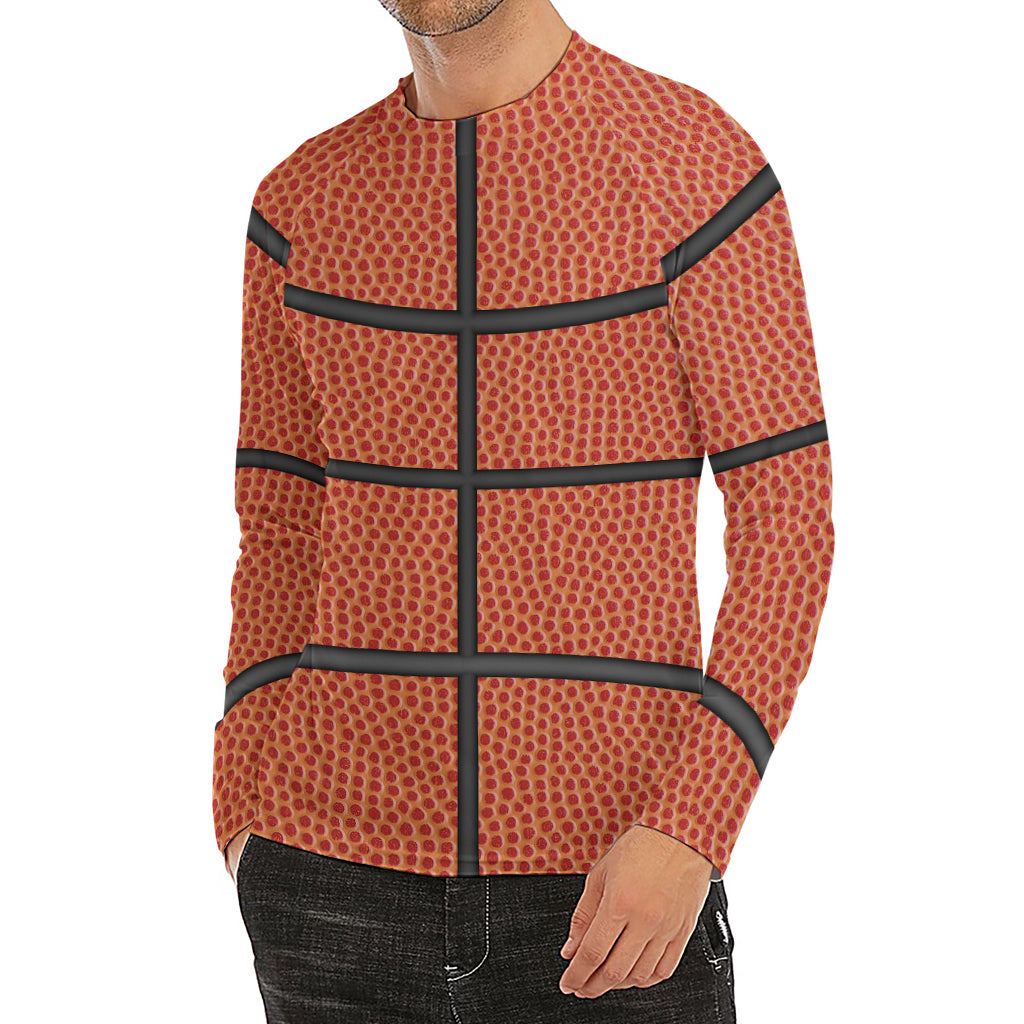 Basketball Ball Print Men's Long Sleeve Rash Guard