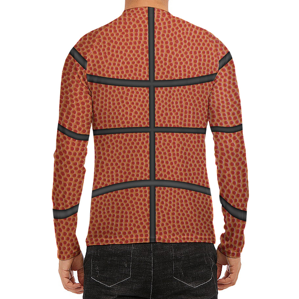 Basketball Ball Print Men's Long Sleeve Rash Guard