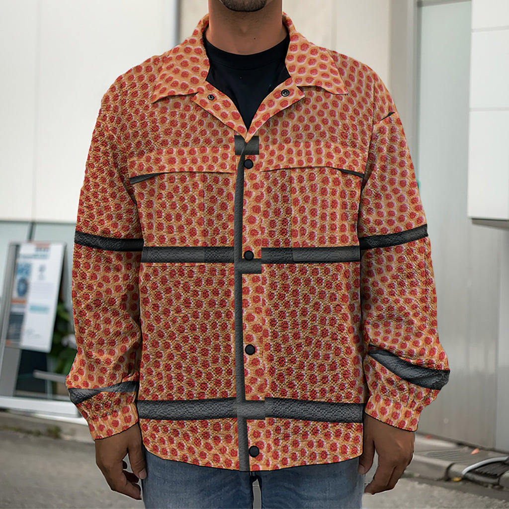 Basketball Ball Print Men's Shirt Jacket