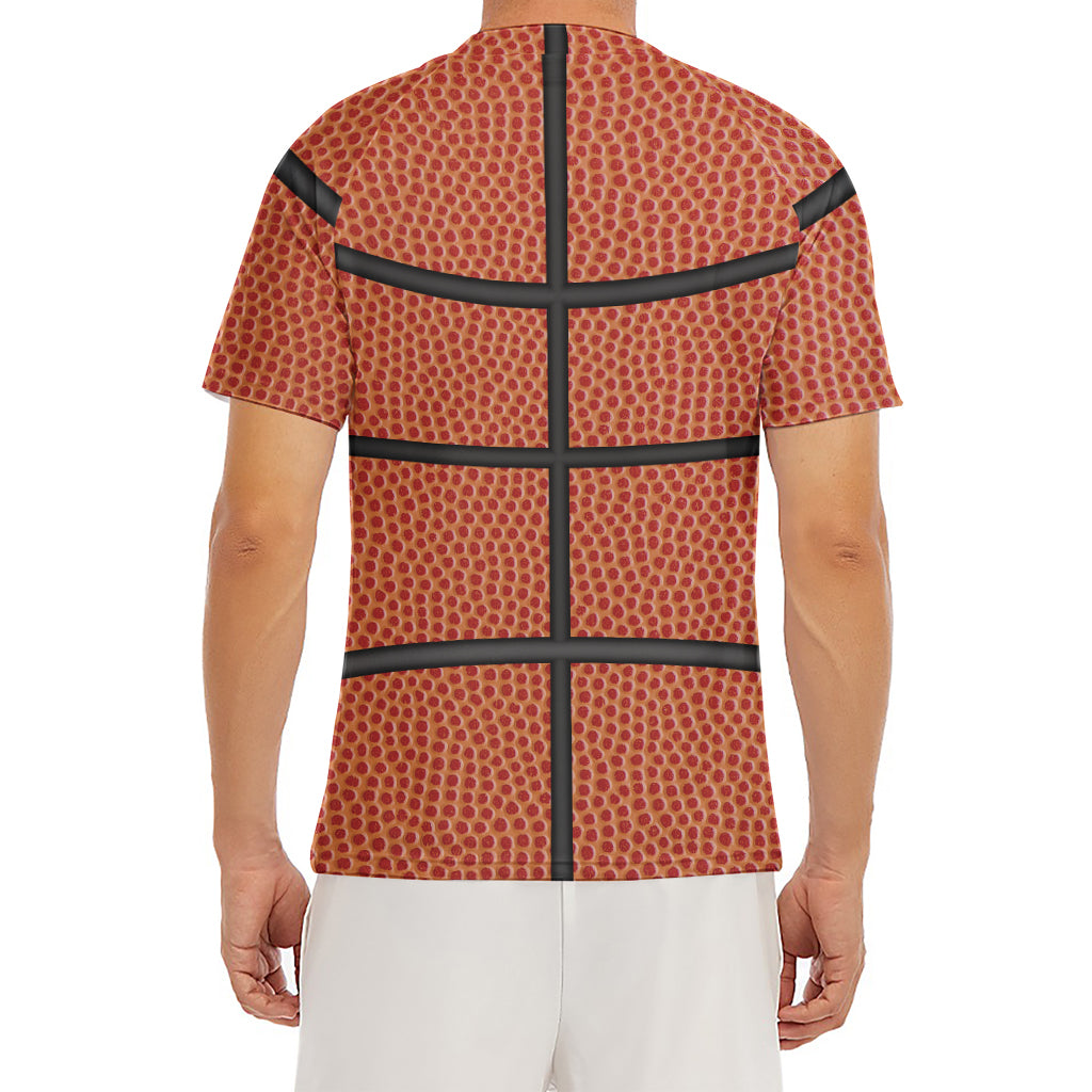 Basketball Ball Print Men's Short Sleeve Rash Guard