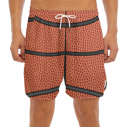 Basketball Ball Print Men's Split Running Shorts