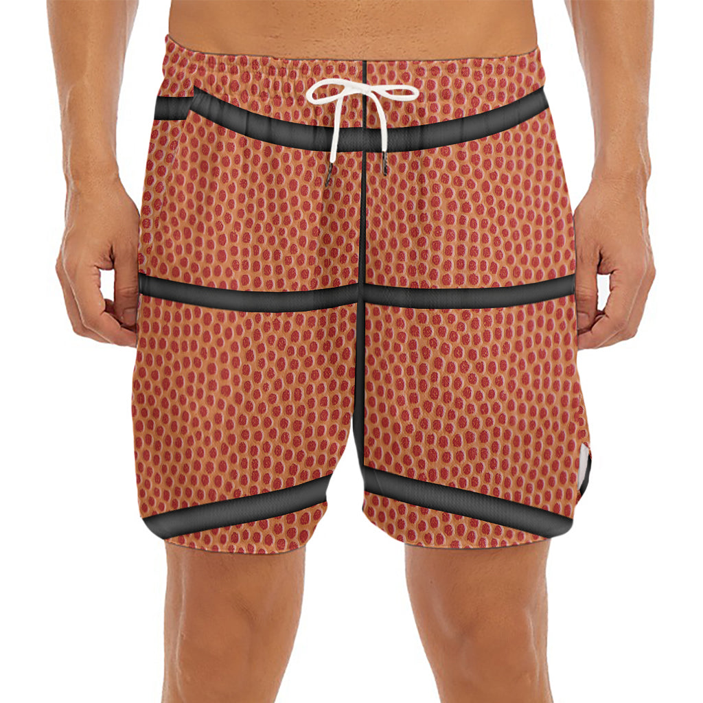 Basketball Ball Print Men's Split Running Shorts