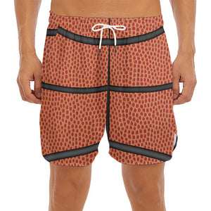 Basketball Ball Print Men's Split Running Shorts