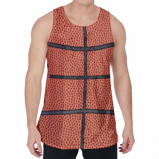 Basketball Ball Print Men's Velvet Tank Top