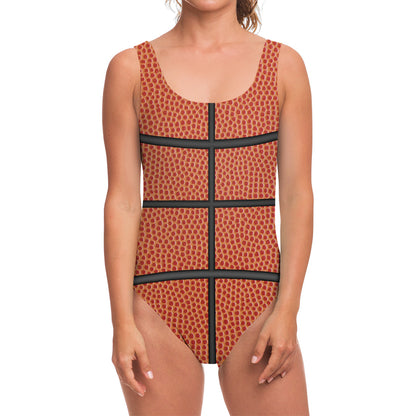 Basketball Ball Print One Piece Swimsuit