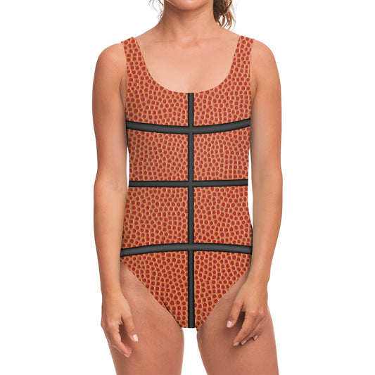 Basketball Ball Print One Piece Swimsuit