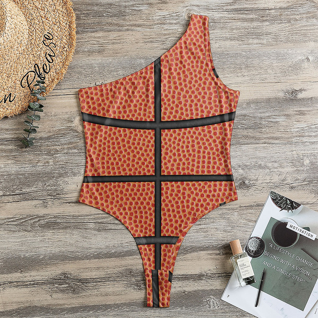 Basketball Ball Print One Shoulder Bodysuit