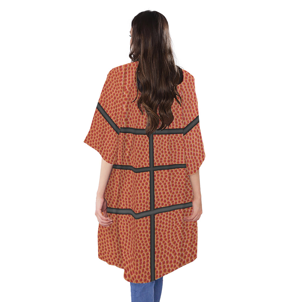 Basketball Ball Print Open Front Beach Cover Up