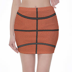 Basketball Ball Print Pencil Mini Skirt