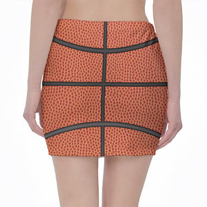 Basketball Ball Print Pencil Mini Skirt