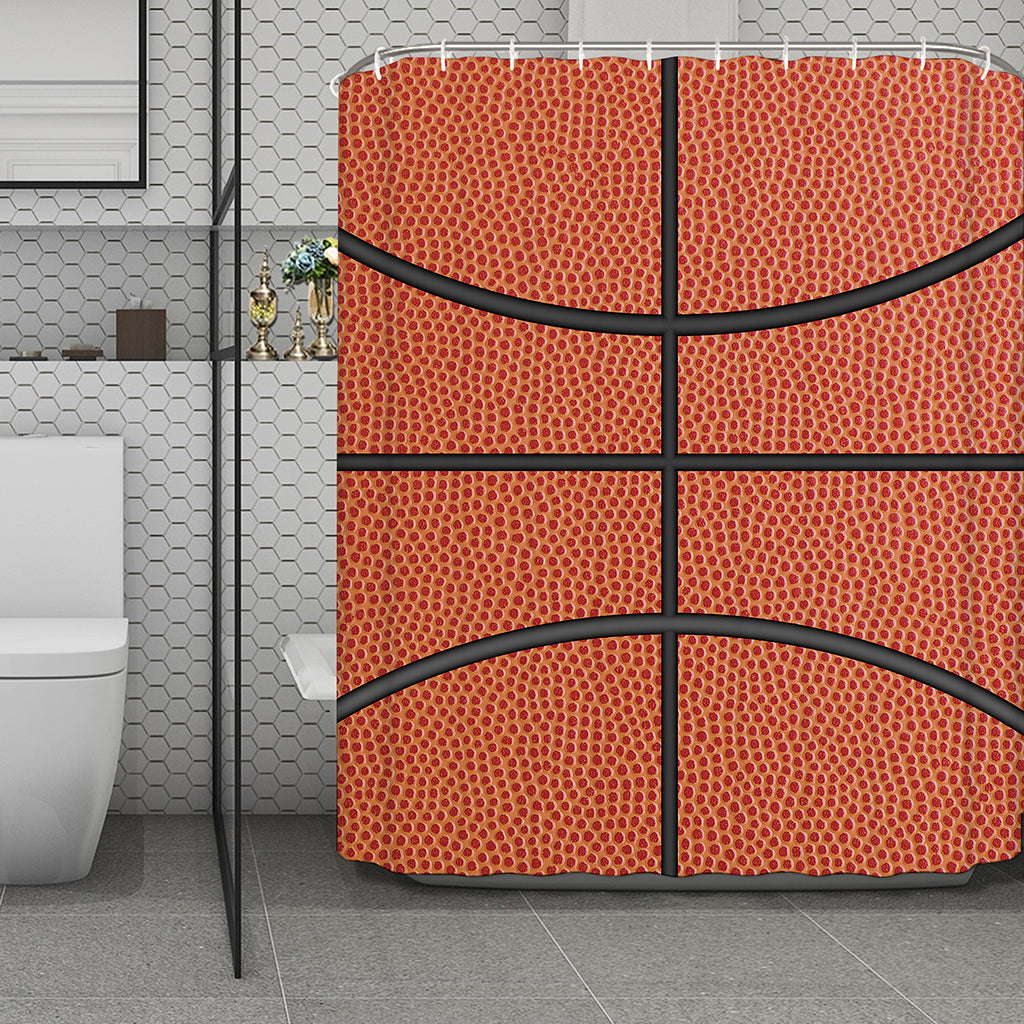 Basketball Ball Print Polyester Shower Curtain