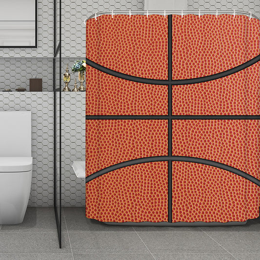 Basketball Ball Print Polyester Shower Curtain