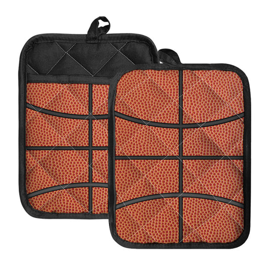 Basketball Ball Print Pot Holders With Pocket