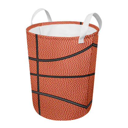 Basketball Ball Print Round Laundry Basket