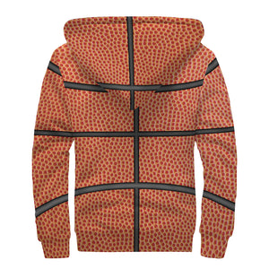 Basketball Ball Print Sherpa Lined Zip Up Hoodie