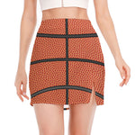 Basketball Ball Print Side Slit Mini Skirt