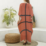 Basketball Ball Print Silk V-Neck Kaftan Dress