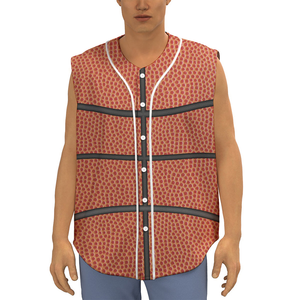 Basketball Ball Print Sleeveless Baseball Jersey