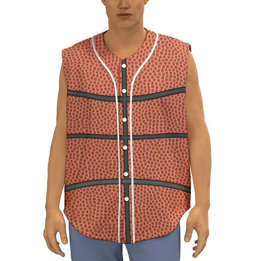 Basketball Ball Print Sleeveless Baseball Jersey