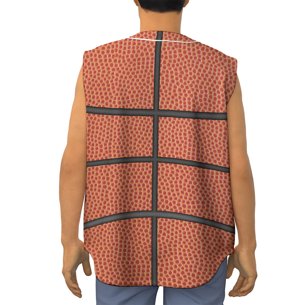 Basketball Ball Print Sleeveless Baseball Jersey