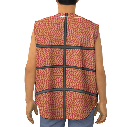 Basketball Ball Print Sleeveless Baseball Jersey