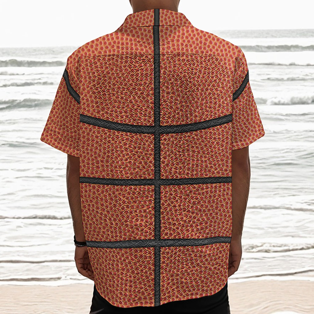 Basketball Ball Print Textured Short Sleeve Shirt