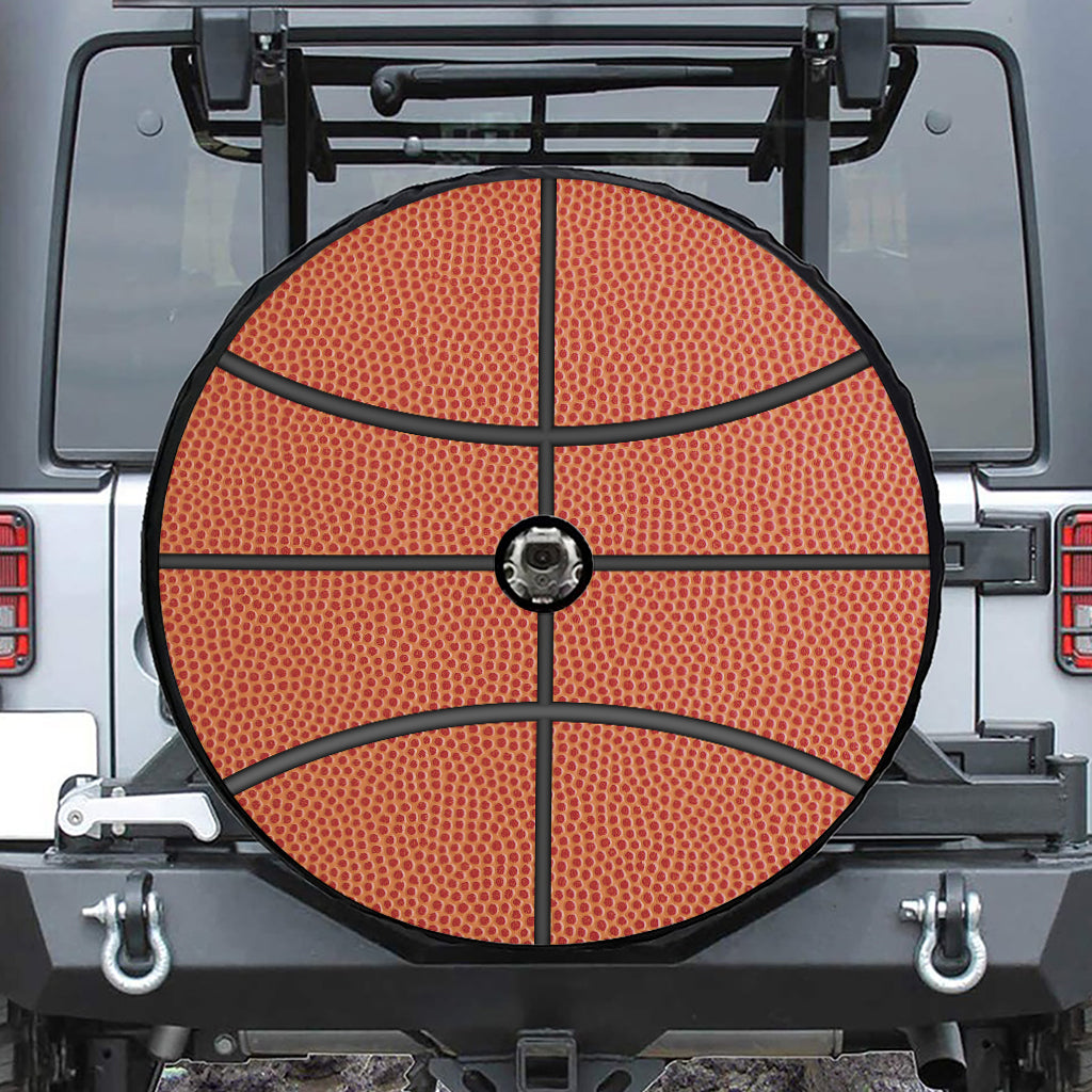 Basketball Ball Print Tire Cover With Camera Hole