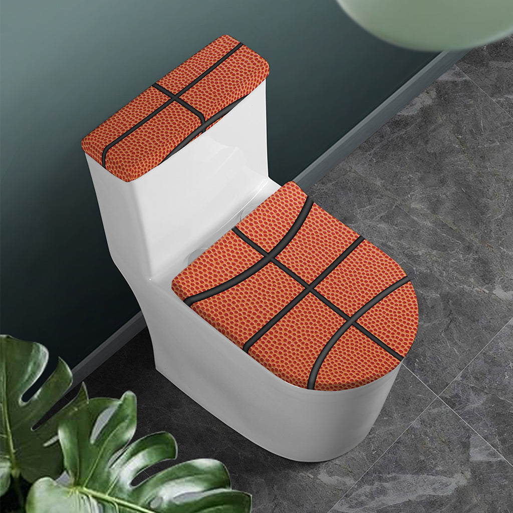 Basketball Ball Print Toilet Lid And Tank Cover Set